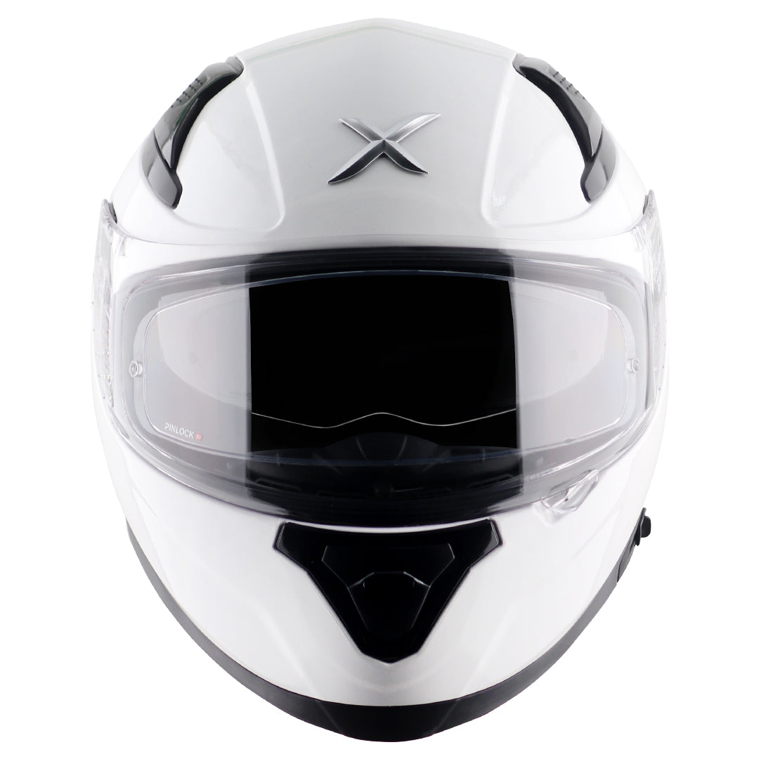 Motorcycle full face solid white helmet with pinlock and sunvisor