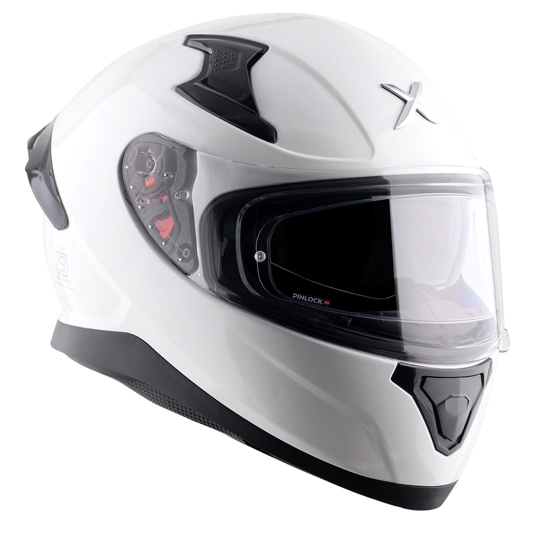 Motorcycle full face solid white helmet with pinlock and sunvisor