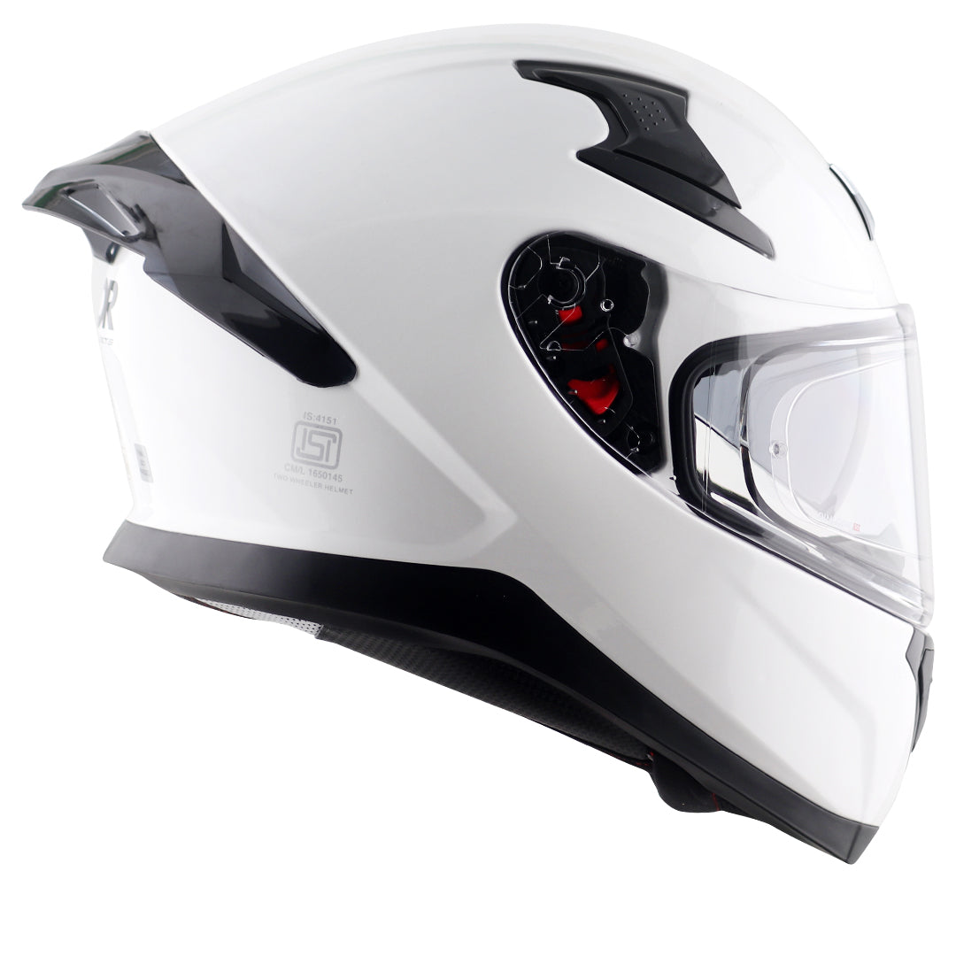 Motorcycle full face solid white helmet with pinlock and sunvisor