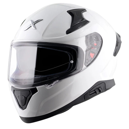 Motorcycle full face solid white helmet Axor sports/touring