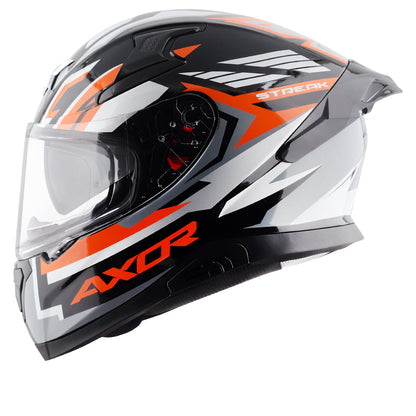 Motorcycle full face helmet black orange  geometric graphic pinlock sun-visor