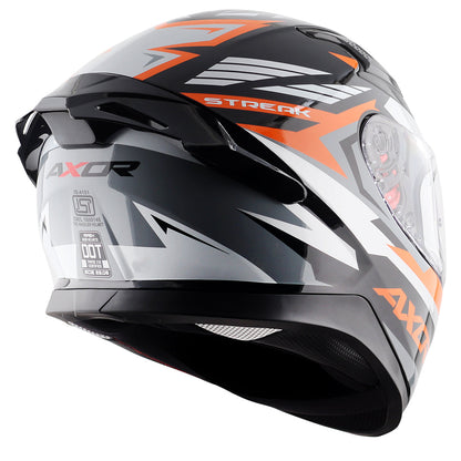Motorcycle full face helmet black orange  geometric graphic pinlock sun-visor