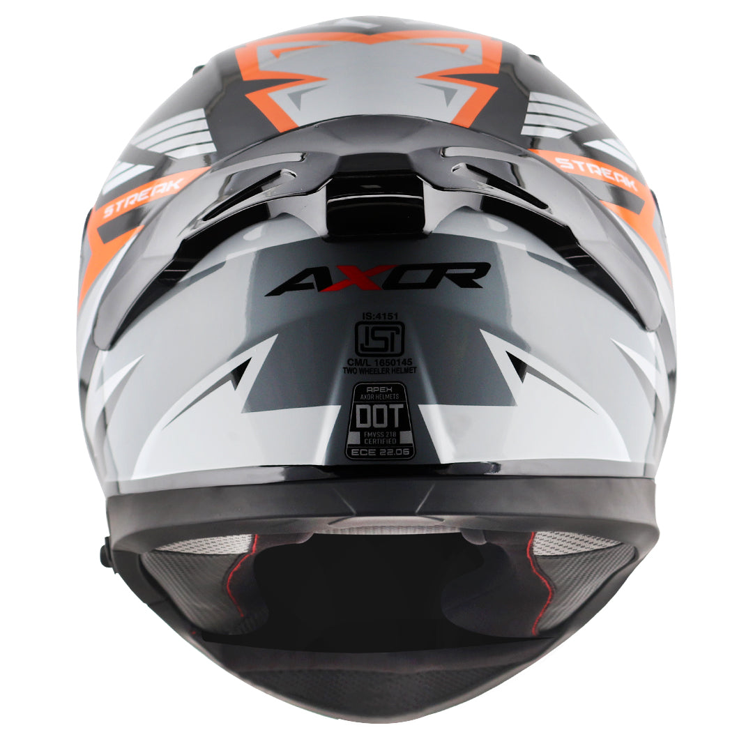 Motorcycle full face helmet black orange  geometric graphic pinlock sun-visor