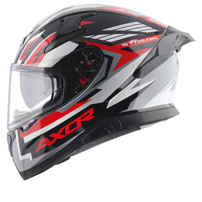 Motorcycle full face helmet black red grey  geometric graphic pinlock sun-visor
