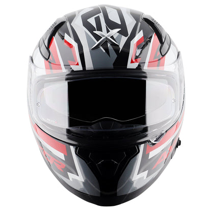 Motorcycle full face helmet black red grey  geometric graphic pinlock sun-visor