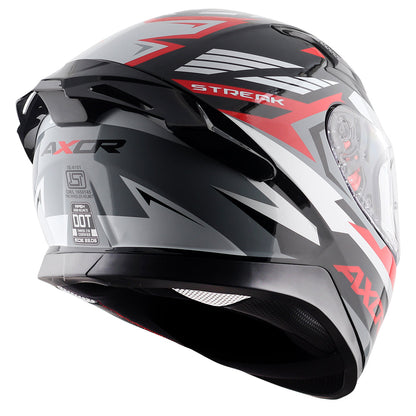 Motorcycle full face helmet black red grey  geometric graphic pinlock sun-visor