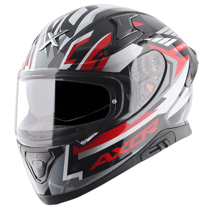 Motorcycle full face helmet black red grey  geometric graphic pinlock sun-visor