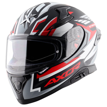 Motorcycle full face helmet matt black red grey  geometric graphic pinlock sun-visor