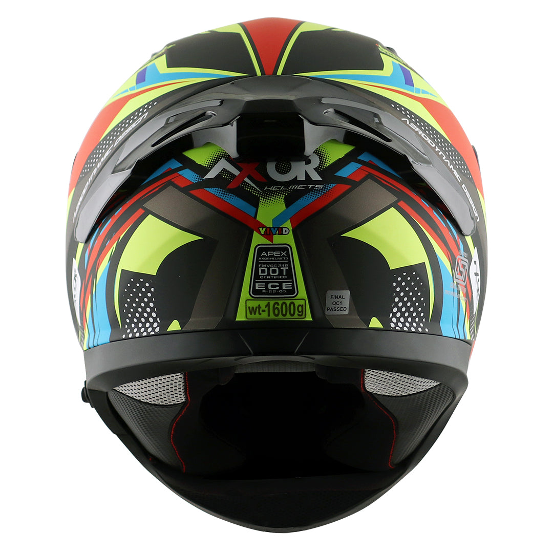Motorcycle full face helmet glossy black neon yellow blue and red - pinlock sun visor incl. 