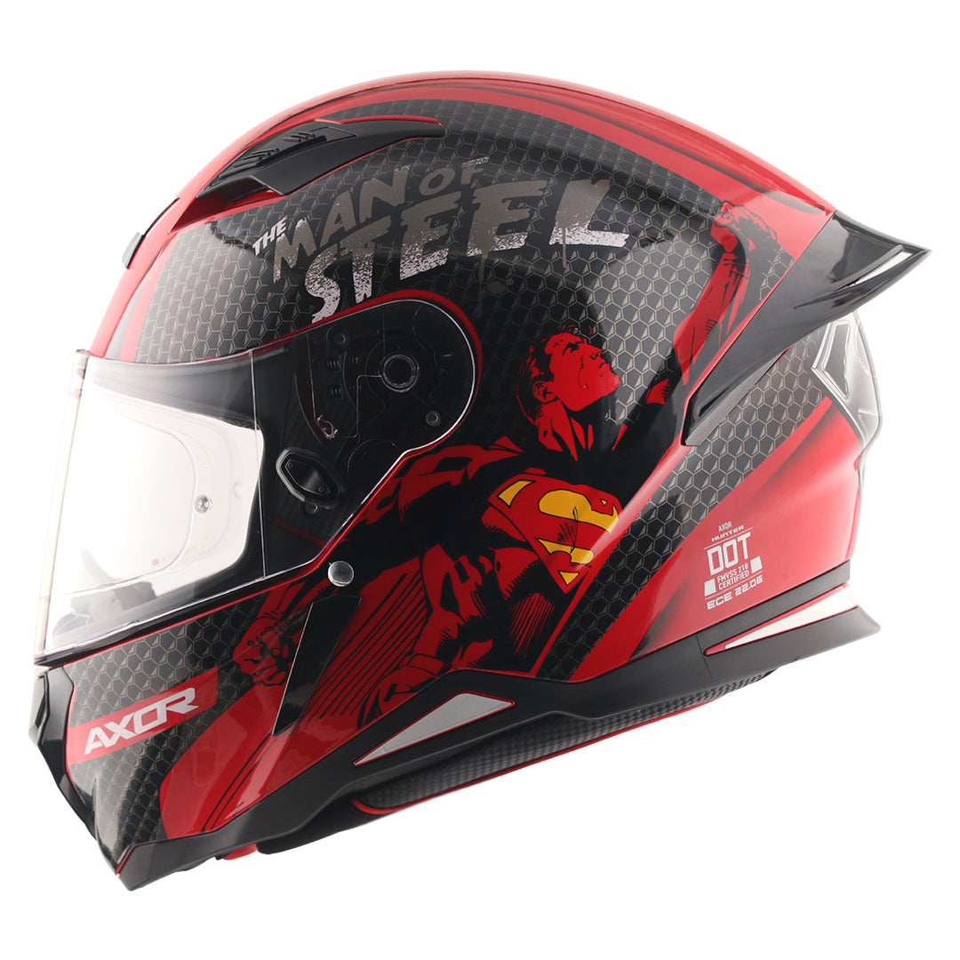 Motorcycle full face helmet dc superman black red decal pinlock ready