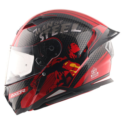 Motorcycle full face helmet dc superman black red decal pinlock ready