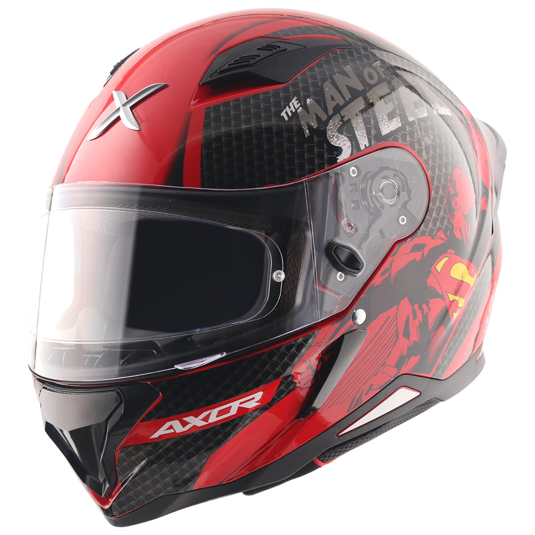 Motorcycle full face helmet dc superman black red decal pinlock ready