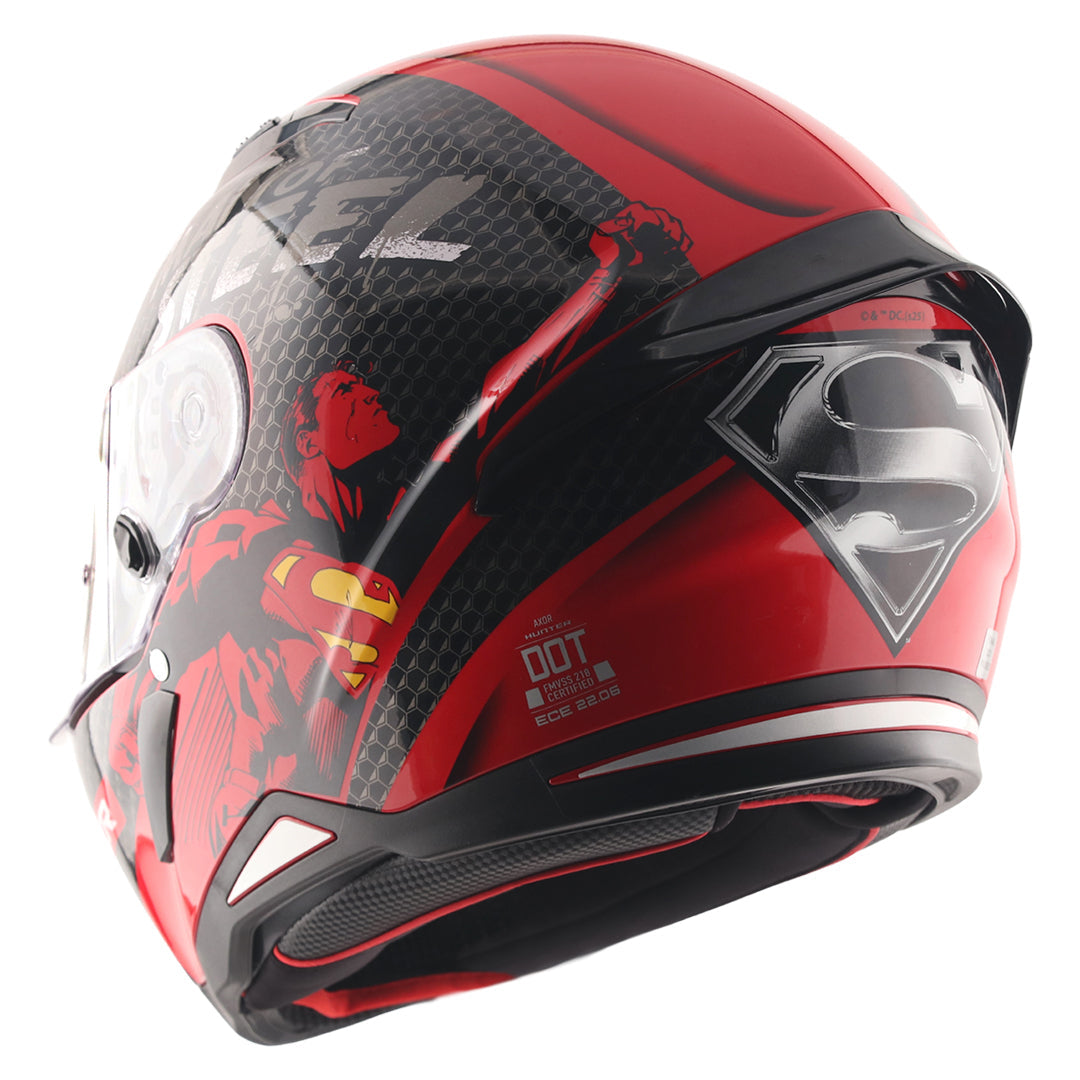 Motorcycle full face helmet dc superman black red decal pinlock ready