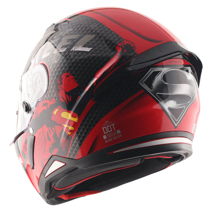 Motorcycle full face helmet dc superman black red decal pinlock ready
