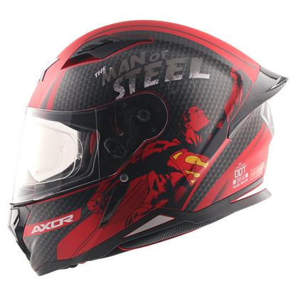 Motorcycle full face helmet dc superman matt black red decal pinlock ready