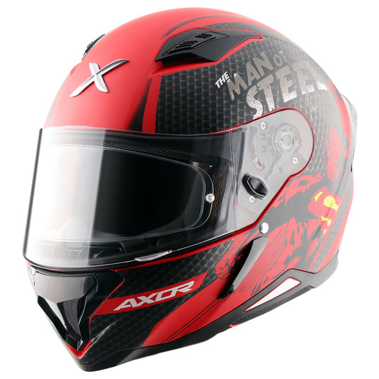 Motorcycle full face helmet dc superman matt black red decal pinlock ready