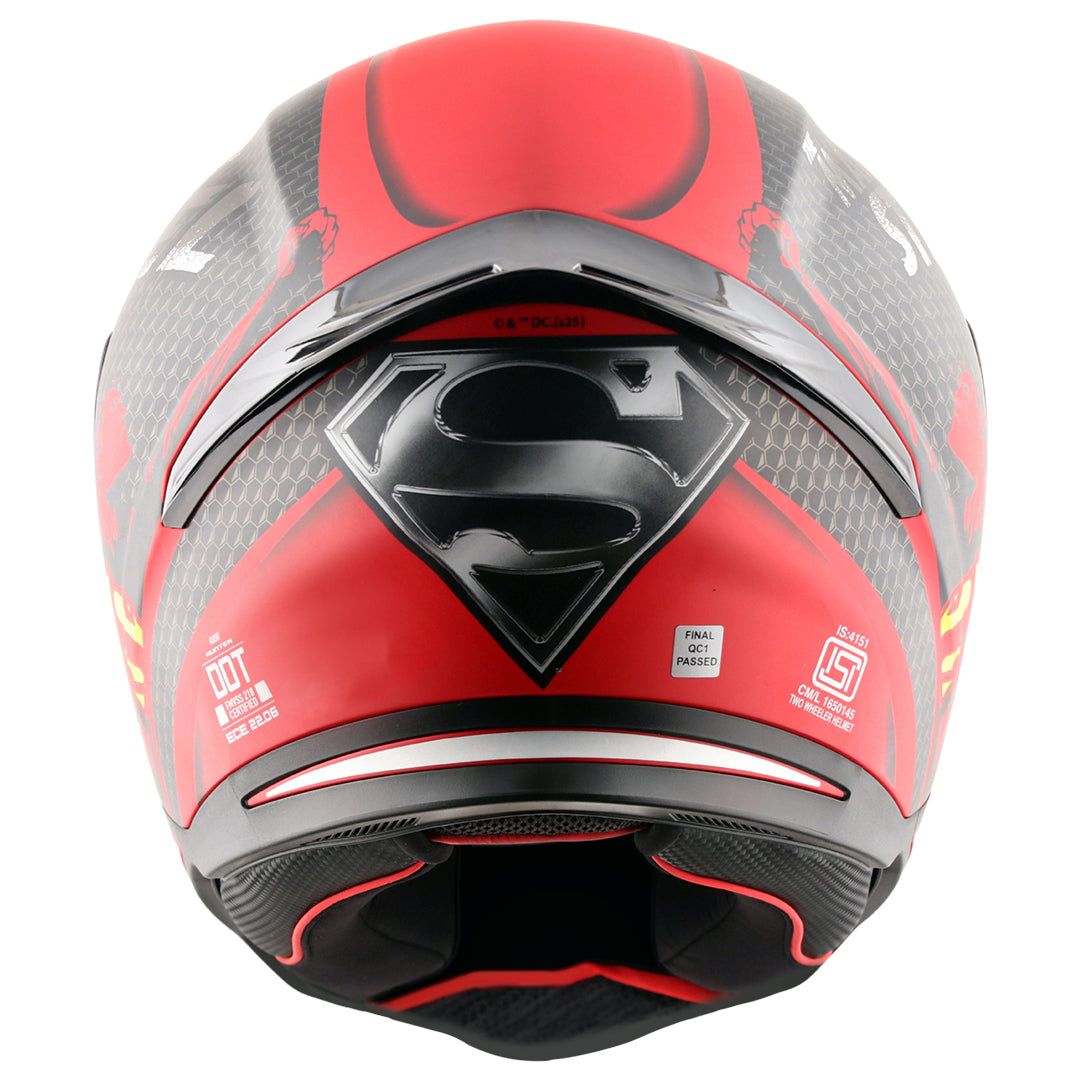 Motorcycle full face helmet dc superman matt black red decal pinlock ready