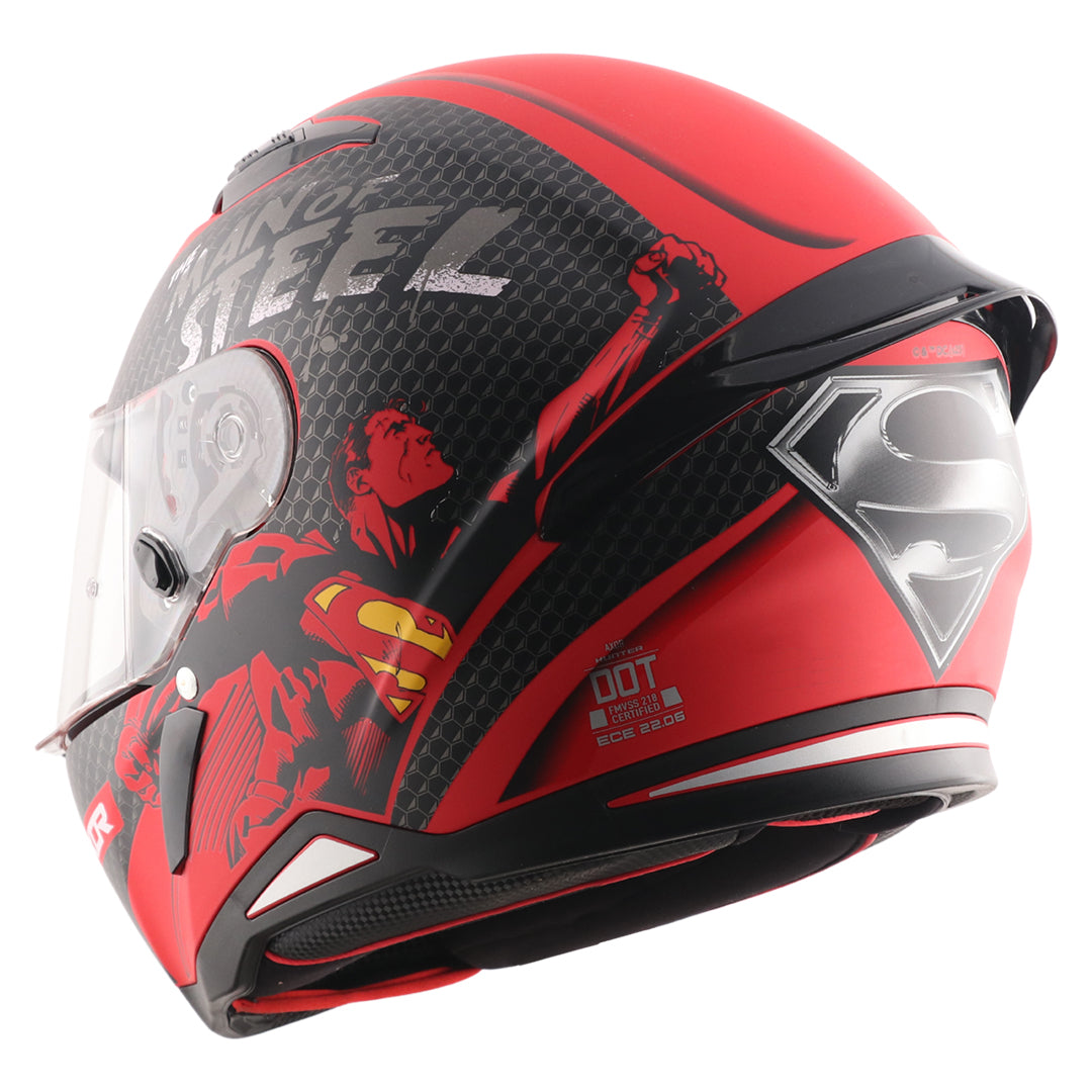 Motorcycle full face helmet dc superman matt black red decal pinlock ready