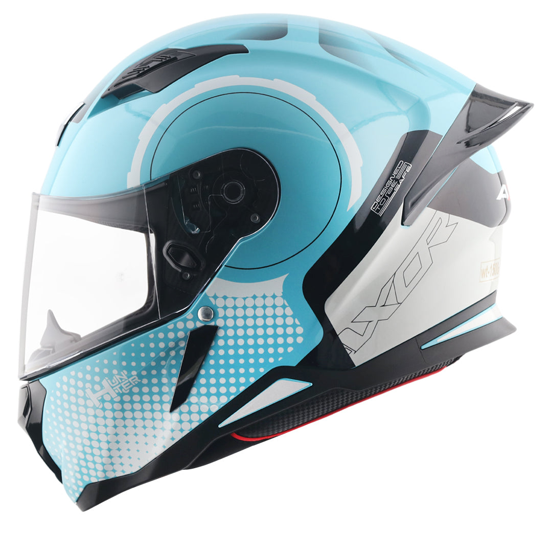 Motorcycle full face gloss light blue white helmet pinlock ready ISI ECE 2206