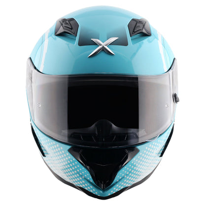 Motorcycle full face gloss light blue white helmet pinlock ready ISI ECE 2206