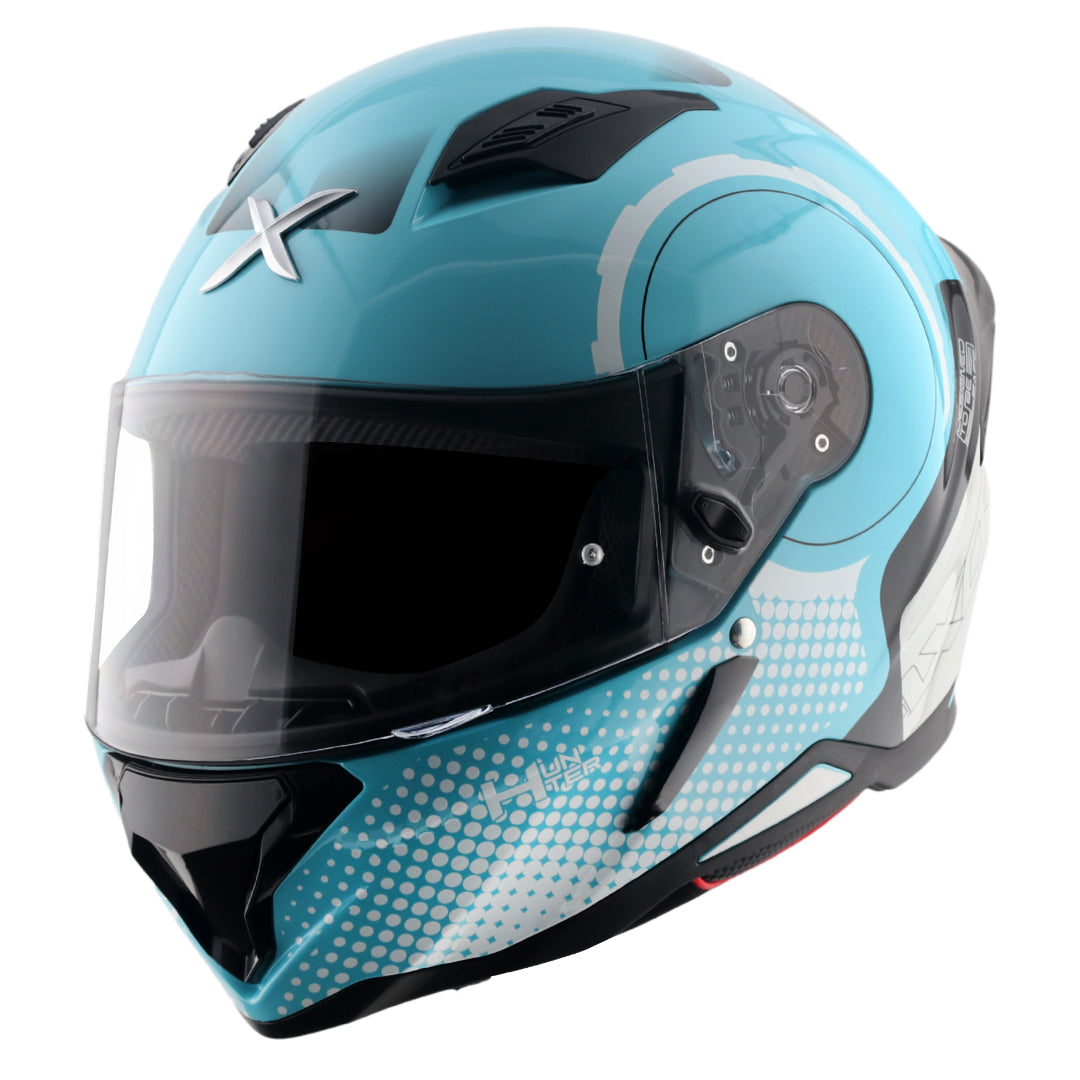 Motorcycle full face gloss light blue white helmet pinlock ready ISI ECE 2206