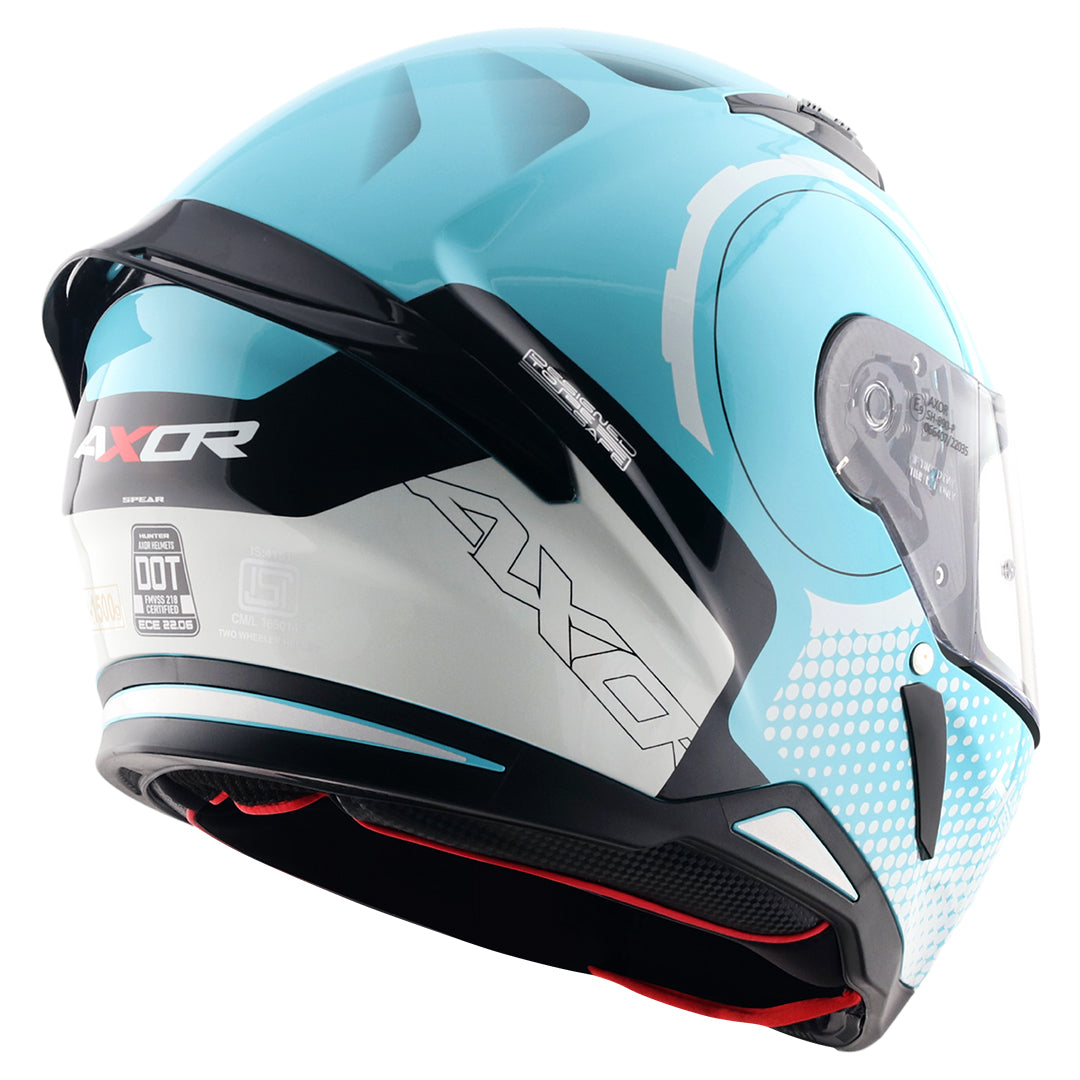 Motorcycle full face gloss light blue white helmet pinlock ready ISI ECE 2206