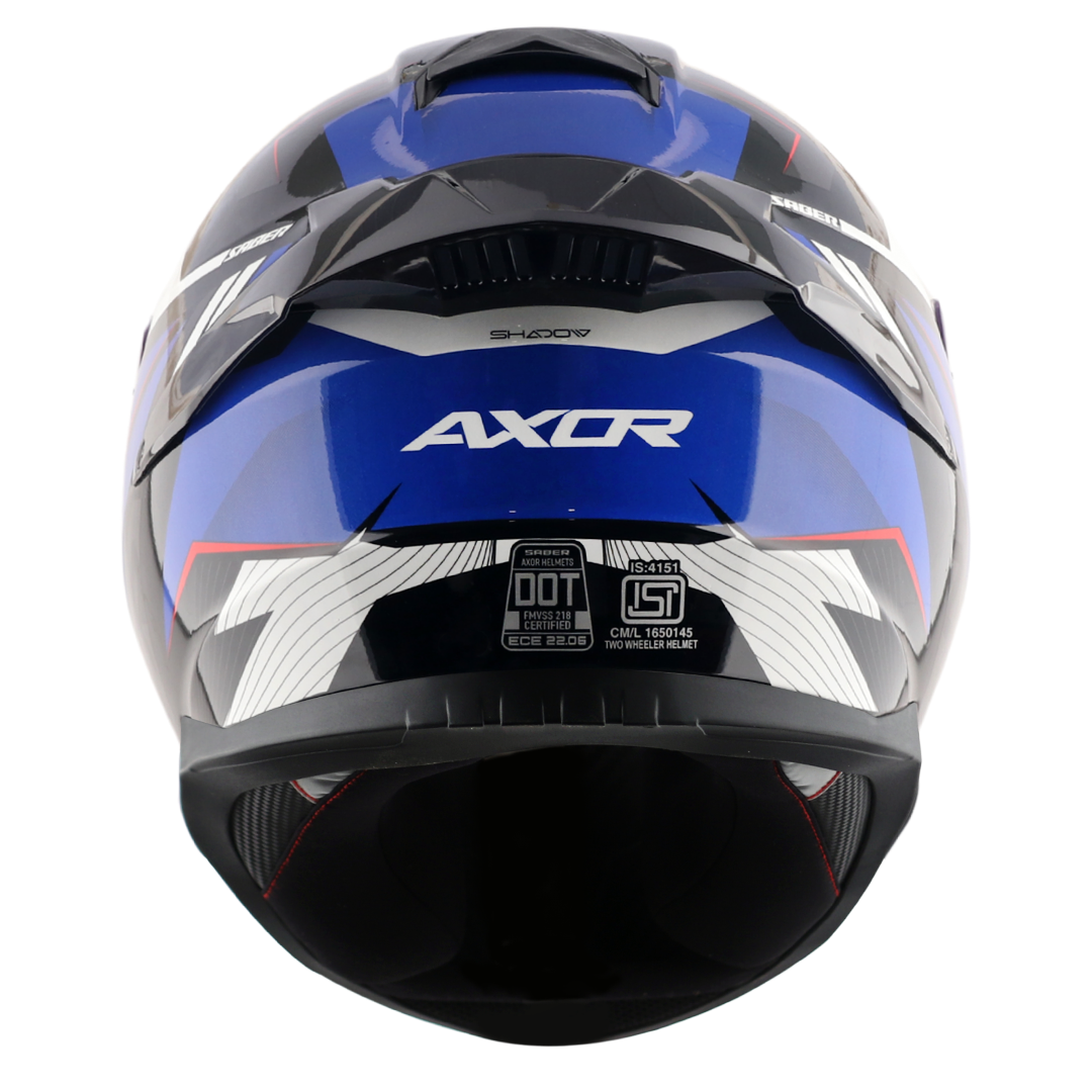 Motorcycle full face helmet gloss blue black grey geometric graphic, pinlock ready dot, sun-visor