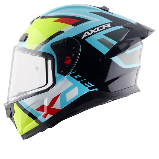 Motorcycle full face helmet neon blue yellow black pinlock , dot ece