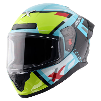 Motorcycle full face helmet neon blue yellow black pinlock , dot ece