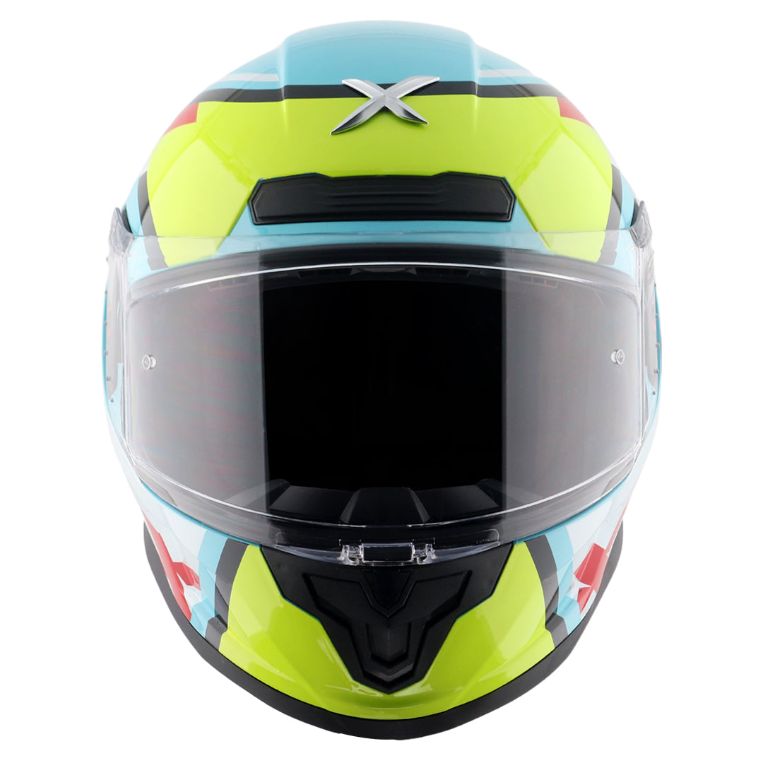 Motorcycle full face helmet neon blue yellow black pinlock , dot ece