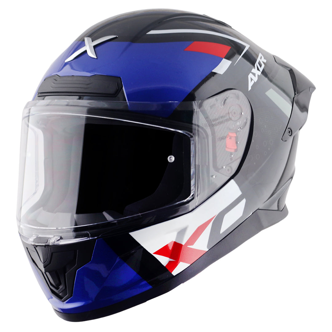 Motorcycle full face helmet glossy blue black pinlock , dot ece