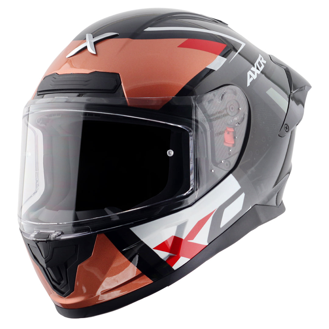 Motorcycle full face helmet orange black pinlock , dot ece