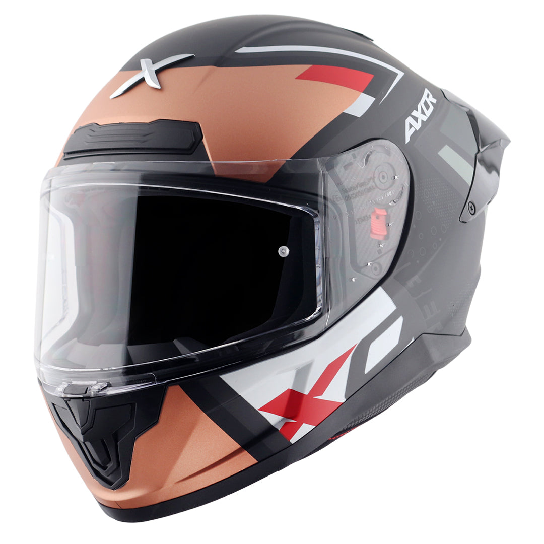 Motorcycle full face helmet matt orange black pinlock , dot ece