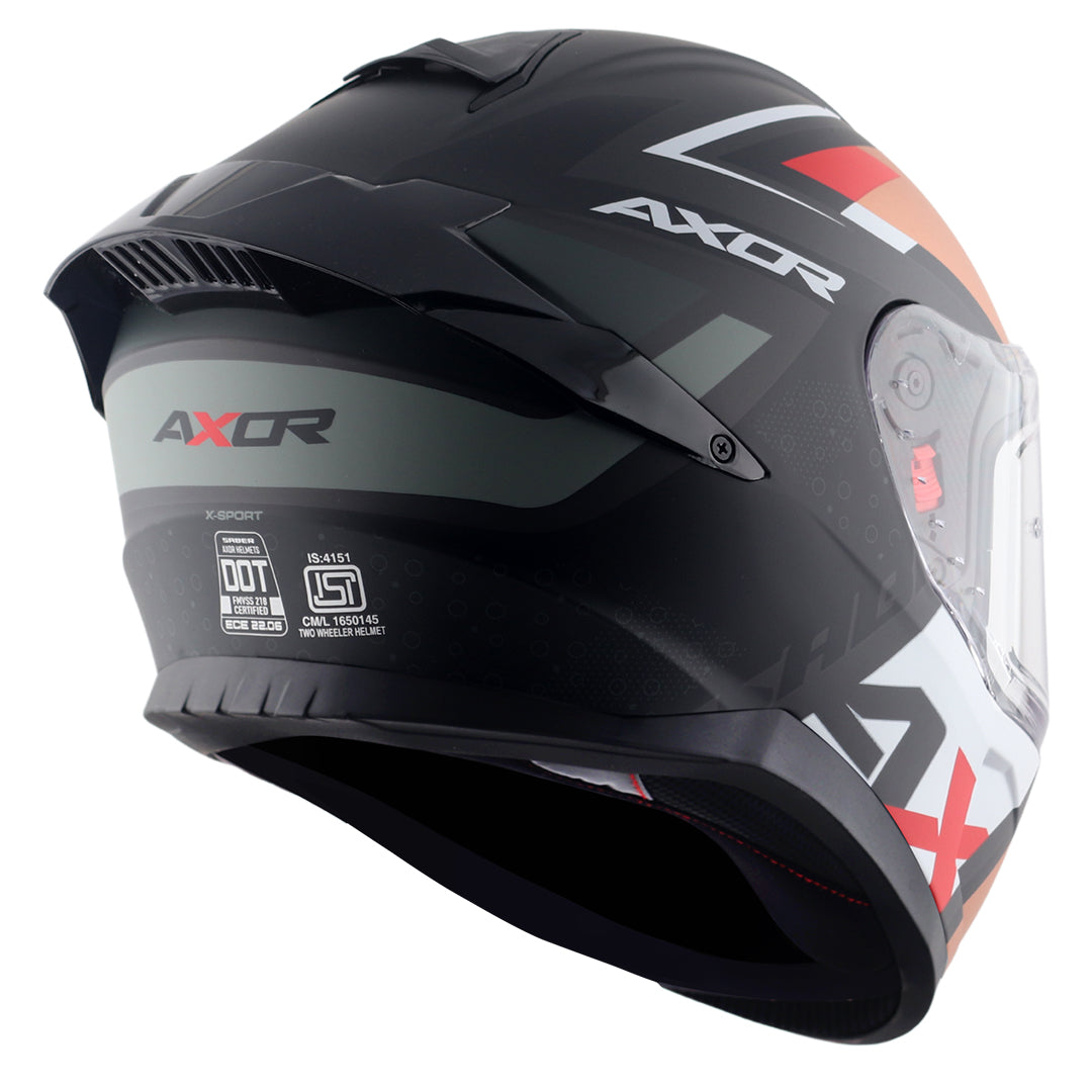 Motorcycle full face helmet matt orange black pinlock , dot ece