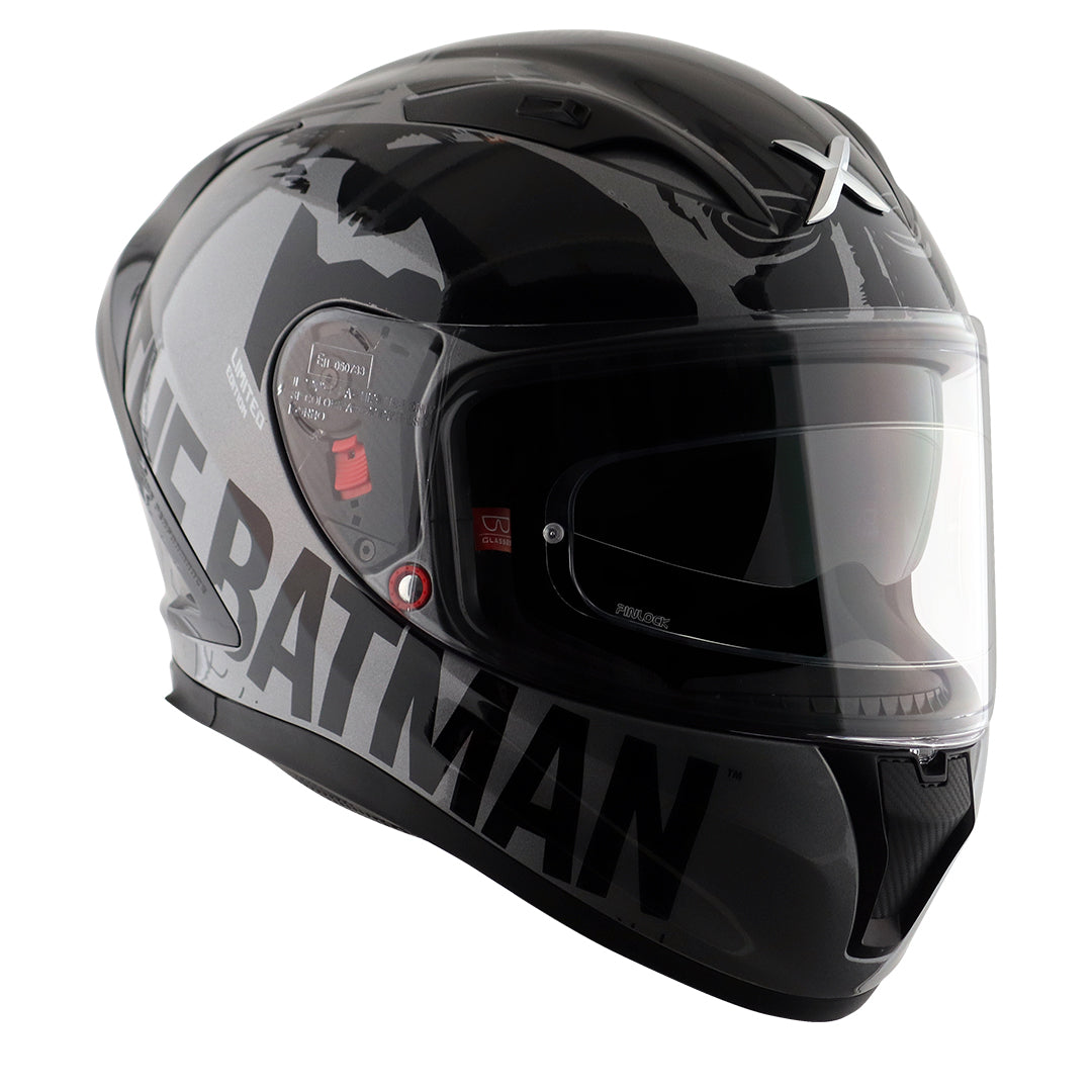 Motorcycle full face helmet gloss black DC batman decal pinlock dual-visor