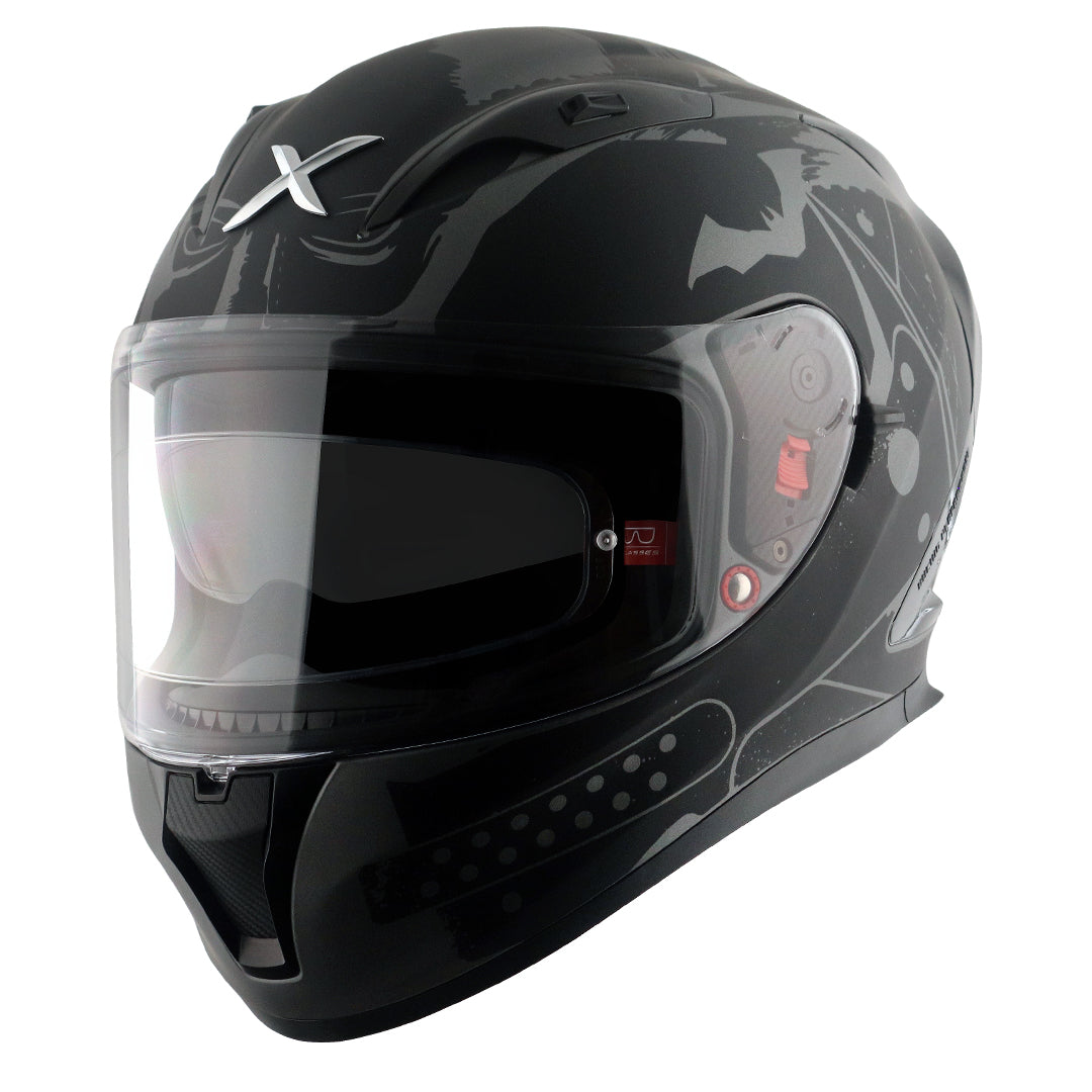 Motorcycle full face helmet matt grey black DC batman decal pinlock dual-visor