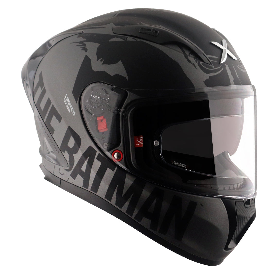 Motorcycle full face helmet matt grey black DC batman decal pinlock dual-visor