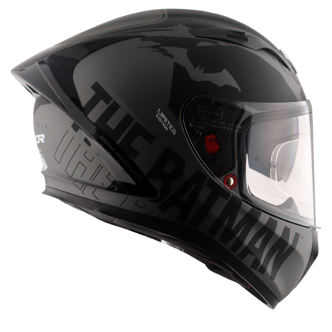 Motorcycle full face helmet matt grey black DC batman decal pinlock dual-visor
