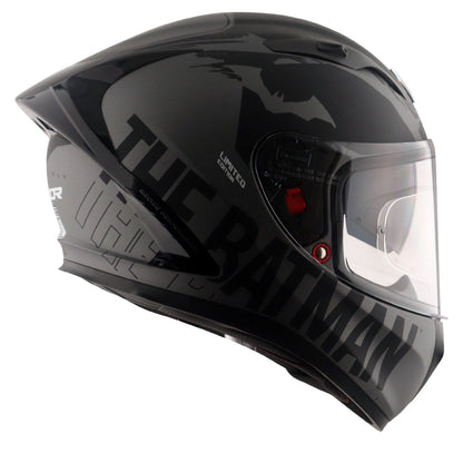 Motorcycle full face helmet matt grey black DC batman decal pinlock dual-visor
