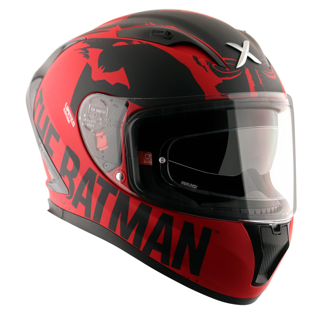 Motorcycle full face helmet matt red black DC batman decal pinlock dual-visor