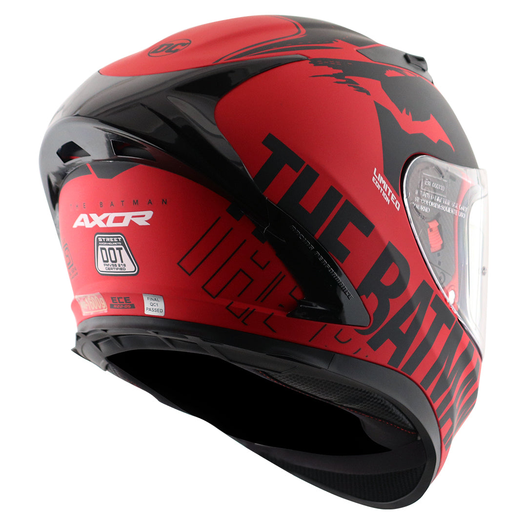 Motorcycle full face helmet matt red black DC batman decal pinlock dual-visor