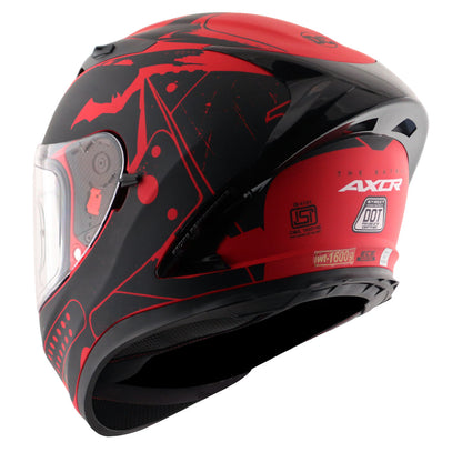 Motorcycle full face helmet matt red black DC batman decal pinlock dual-visor