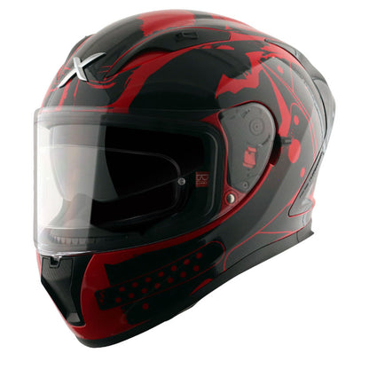 Motorcycle full face helmet gloss red black DC batman decal pinlock dual-visor