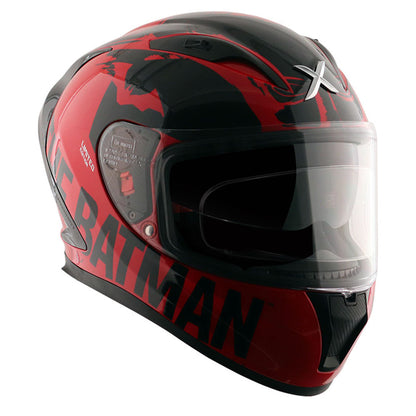 Motorcycle full face helmet gloss red black DC batman decal pinlock dual-visor