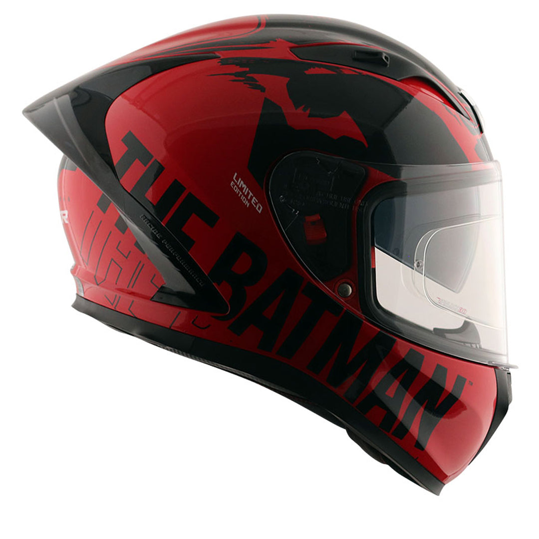 Motorcycle full face helmet gloss red black DC batman decal pinlock dual-visor