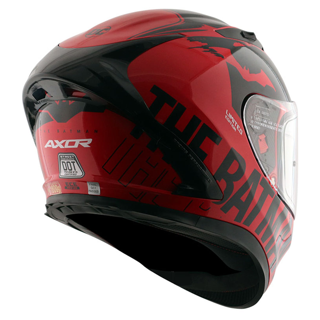 Motorcycle full face helmet gloss red black DC batman decal pinlock dual-visor