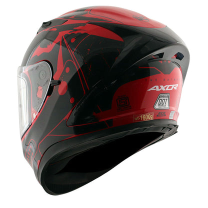 Motorcycle full face helmet gloss red black DC batman decal pinlock dual-visor