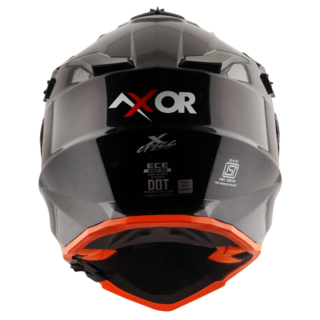 Motorcycle adventure / off-roading / motocross solid gloss black awith orange helmet pinlock, dual visor