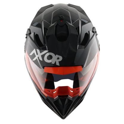 Motorcycle adventure / off-roading / motocross solid gloss black awith orange helmet pinlock, dual visor