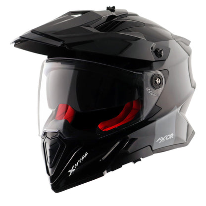 Motorcycle adventure / off-roading / motocross solid black helmet pinlock, dual visor